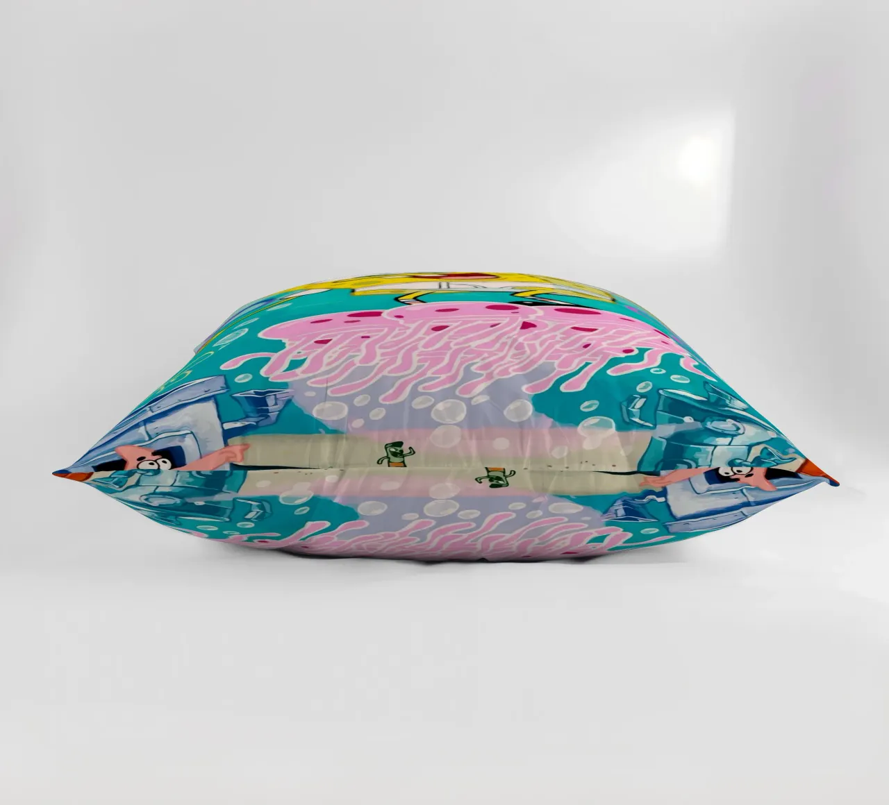 Spongebob riding a jellyfish cuscino da Dumery Art