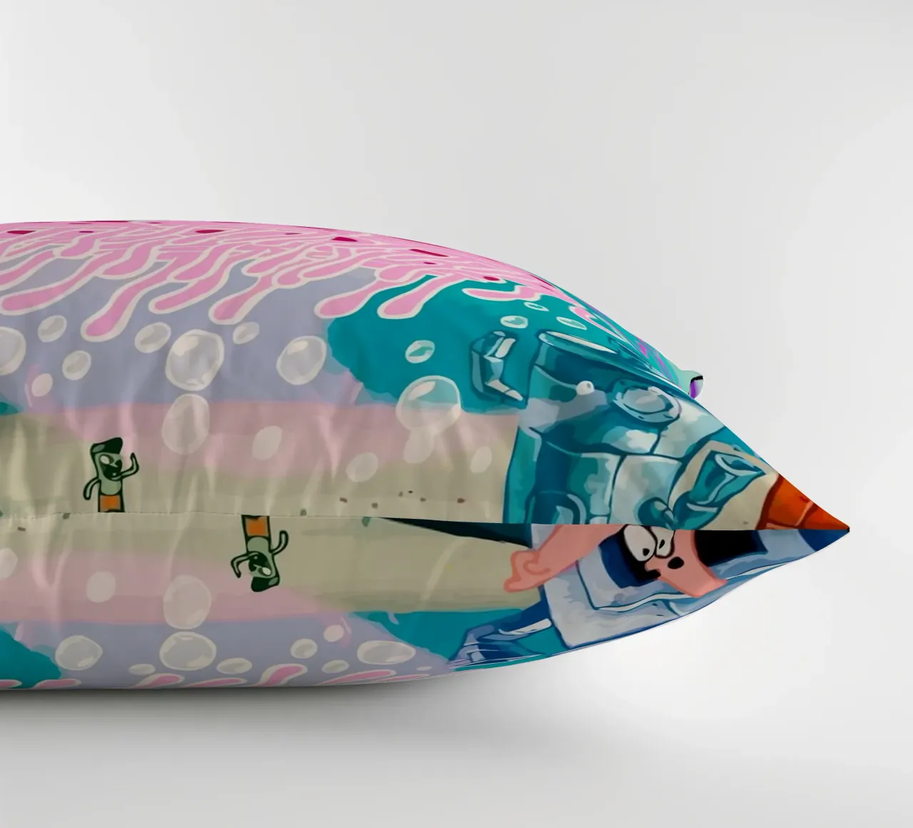 Spongebob riding a jellyfish cuscino da Dumery Art