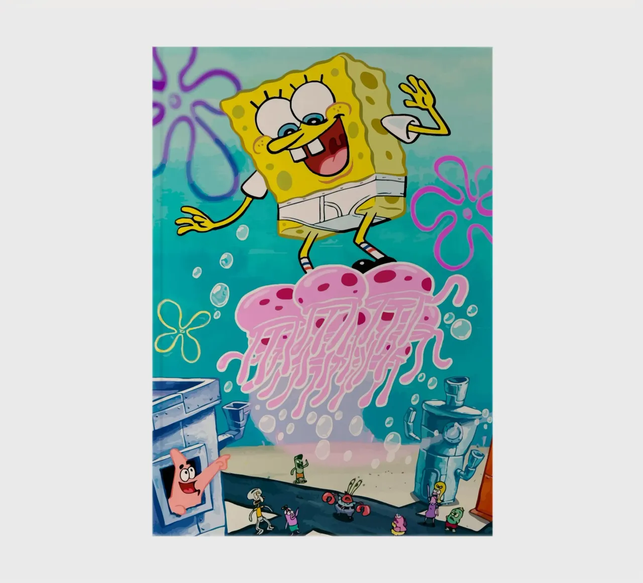 Spongebob riding a jellyfish notebook by Dumery Art