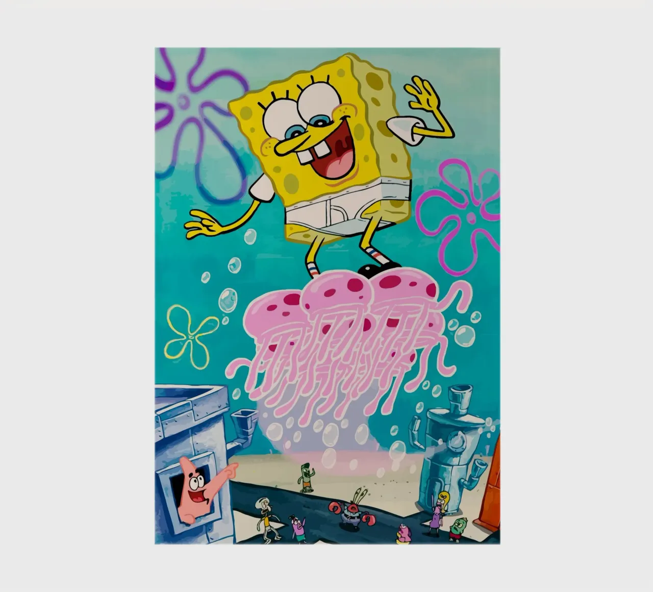 Spongebob riding a jellyfish notebook by Dumery Art