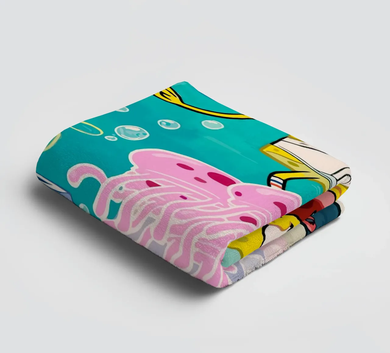 Spongebob riding a jellyfish asciugamano da bagno da Dumery Art