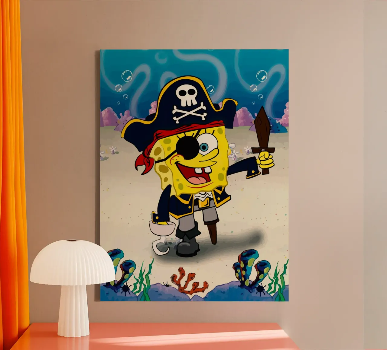 SpongeBob wearing a pirate costume tela con Cornice a cassetta da Dumery Art