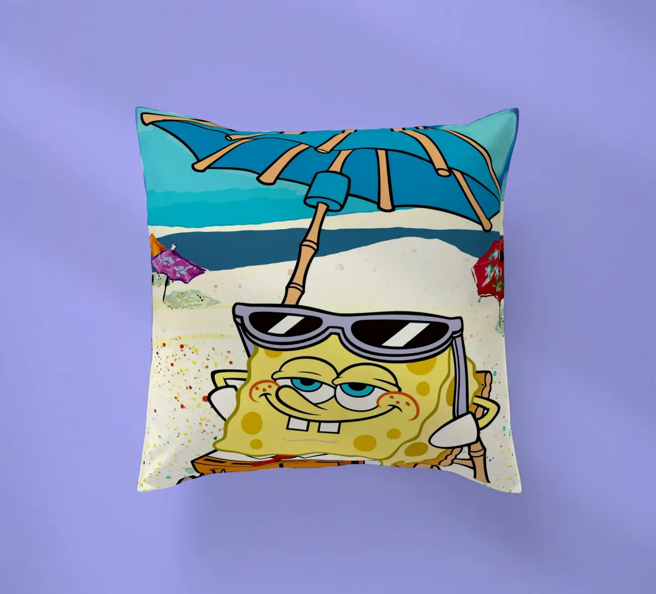 SpongeBob relaxing under an umbrella cuscino da Dumery Art