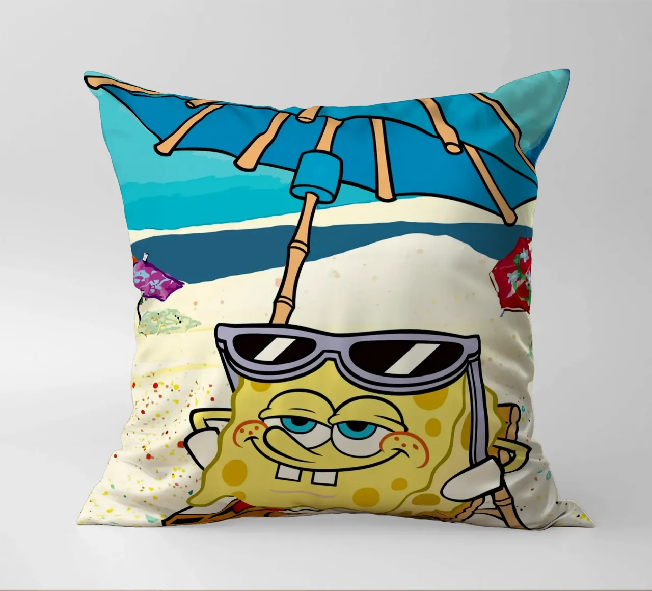 SpongeBob relaxing under an umbrella cuscino da Dumery Art