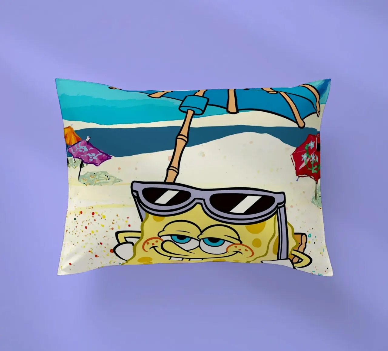 SpongeBob relaxing under an umbrella cuscino da Dumery Art