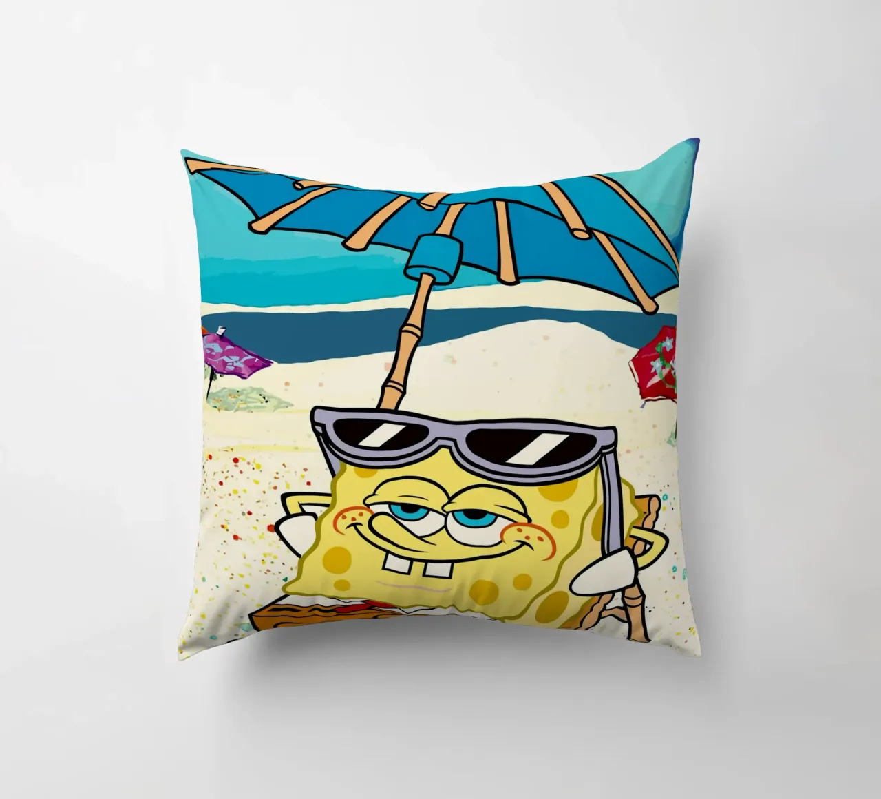 SpongeBob relaxing under an umbrella cuscino da Dumery Art