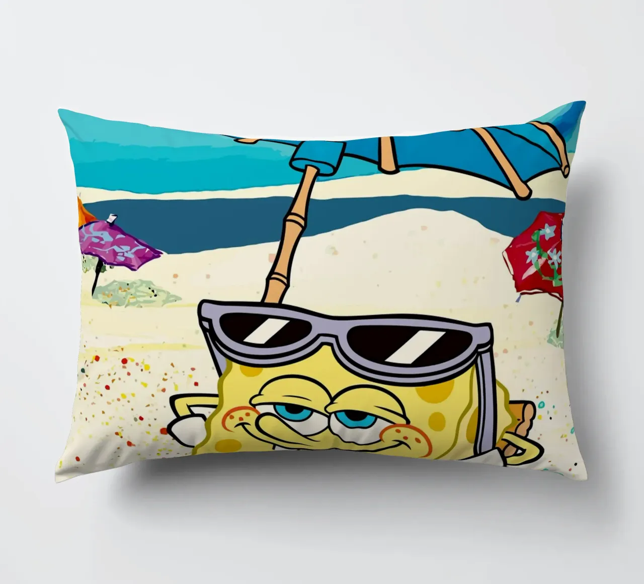 SpongeBob relaxing under an umbrella cuscino da Dumery Art