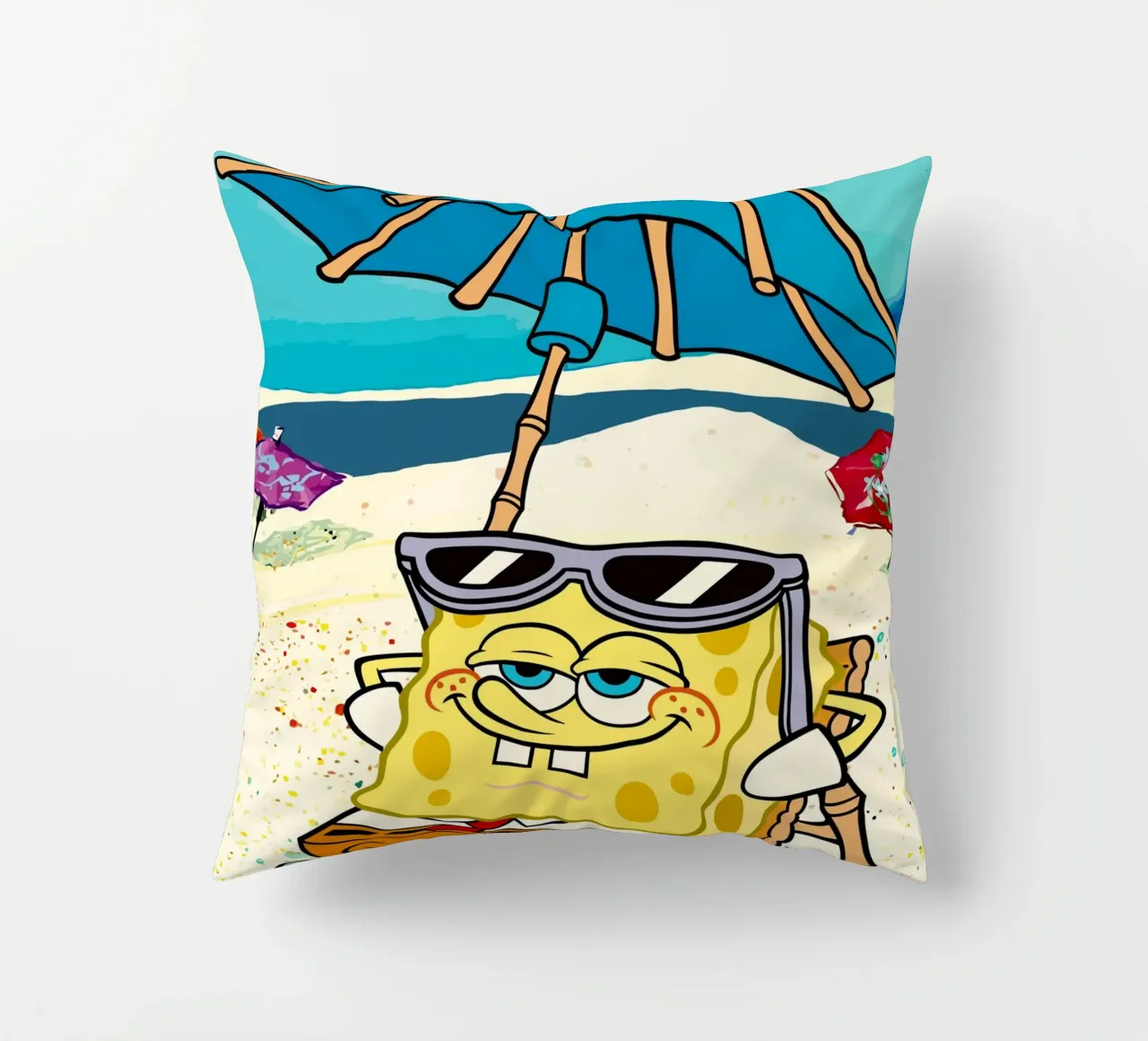 SpongeBob relaxing under an umbrella cuscino da Dumery Art
