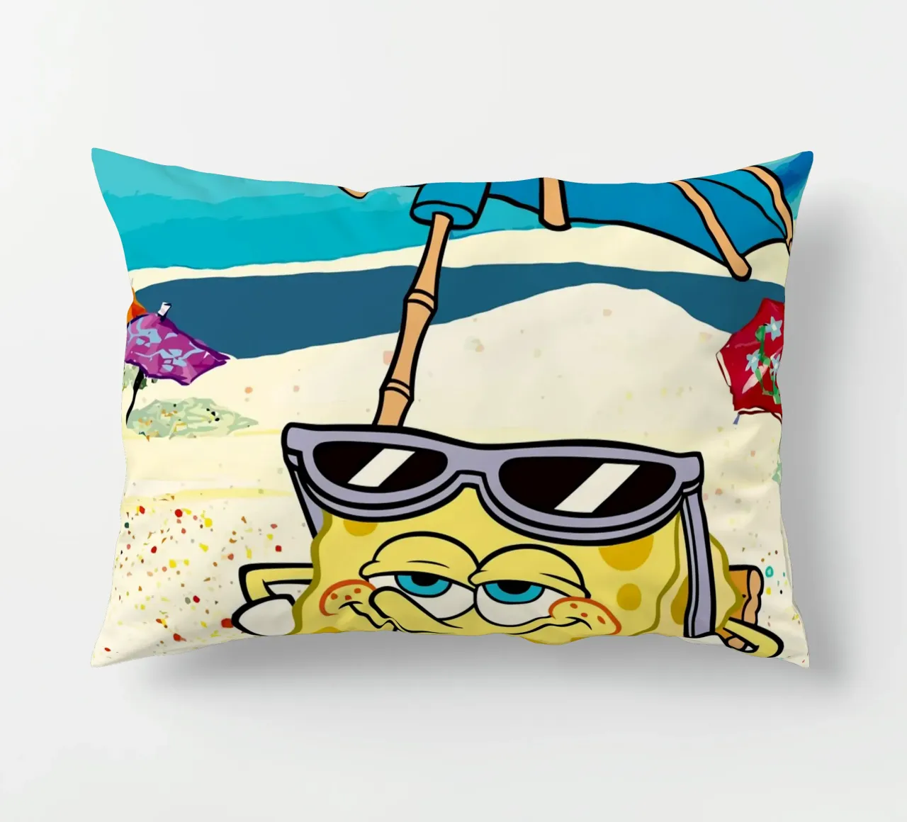SpongeBob relaxing under an umbrella cuscino da Dumery Art