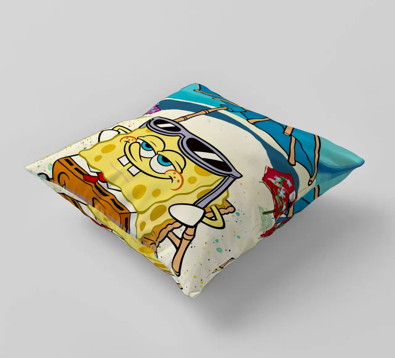 SpongeBob relaxing under an umbrella cuscino da Dumery Art