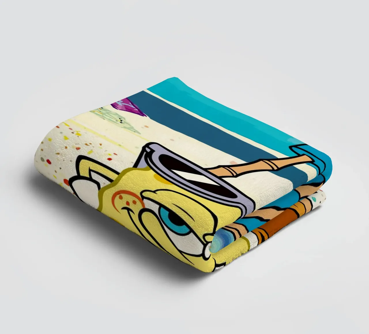 SpongeBob relaxing under an umbrella asciugamano da bagno da Dumery Art