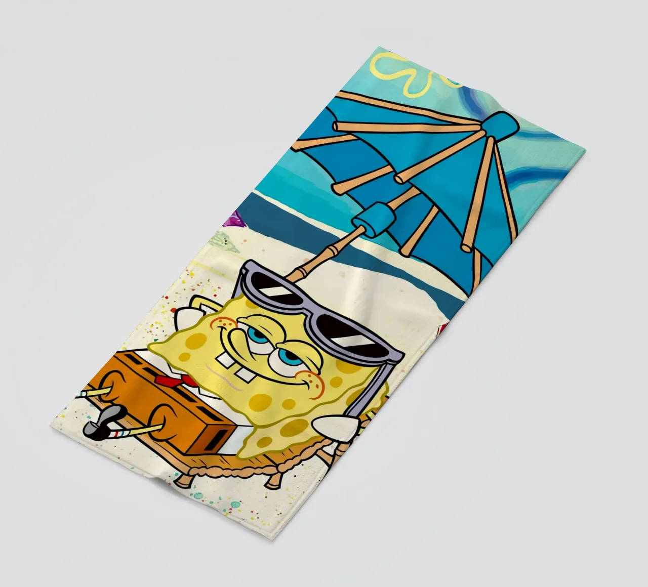 SpongeBob relaxing under an umbrella telo mare da Dumery Art
