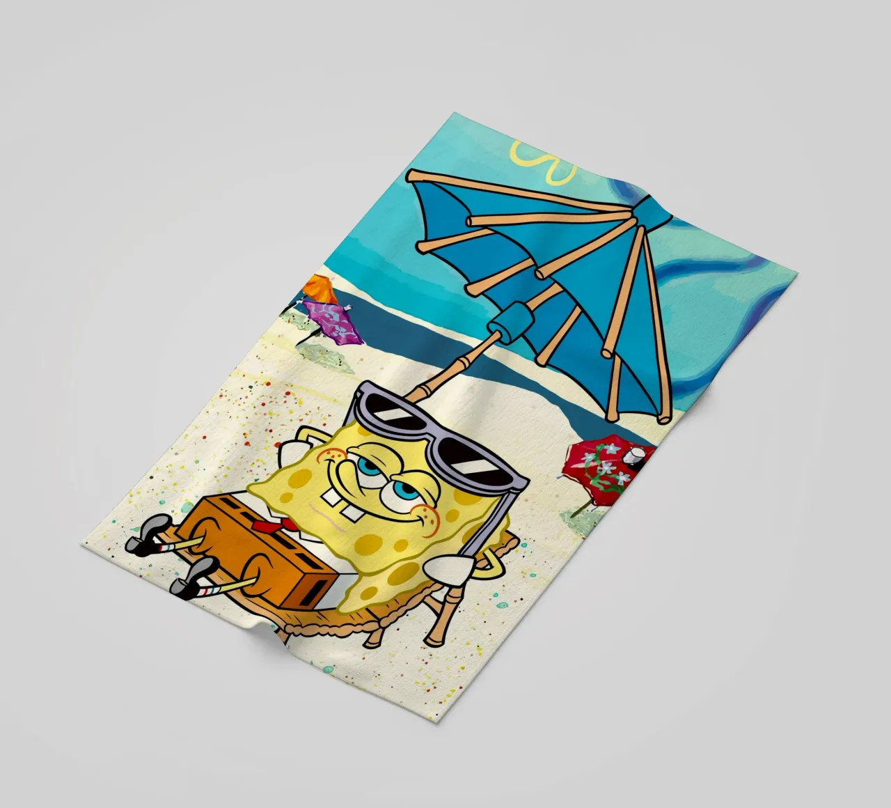 SpongeBob relaxing under an umbrella telo mare da Dumery Art