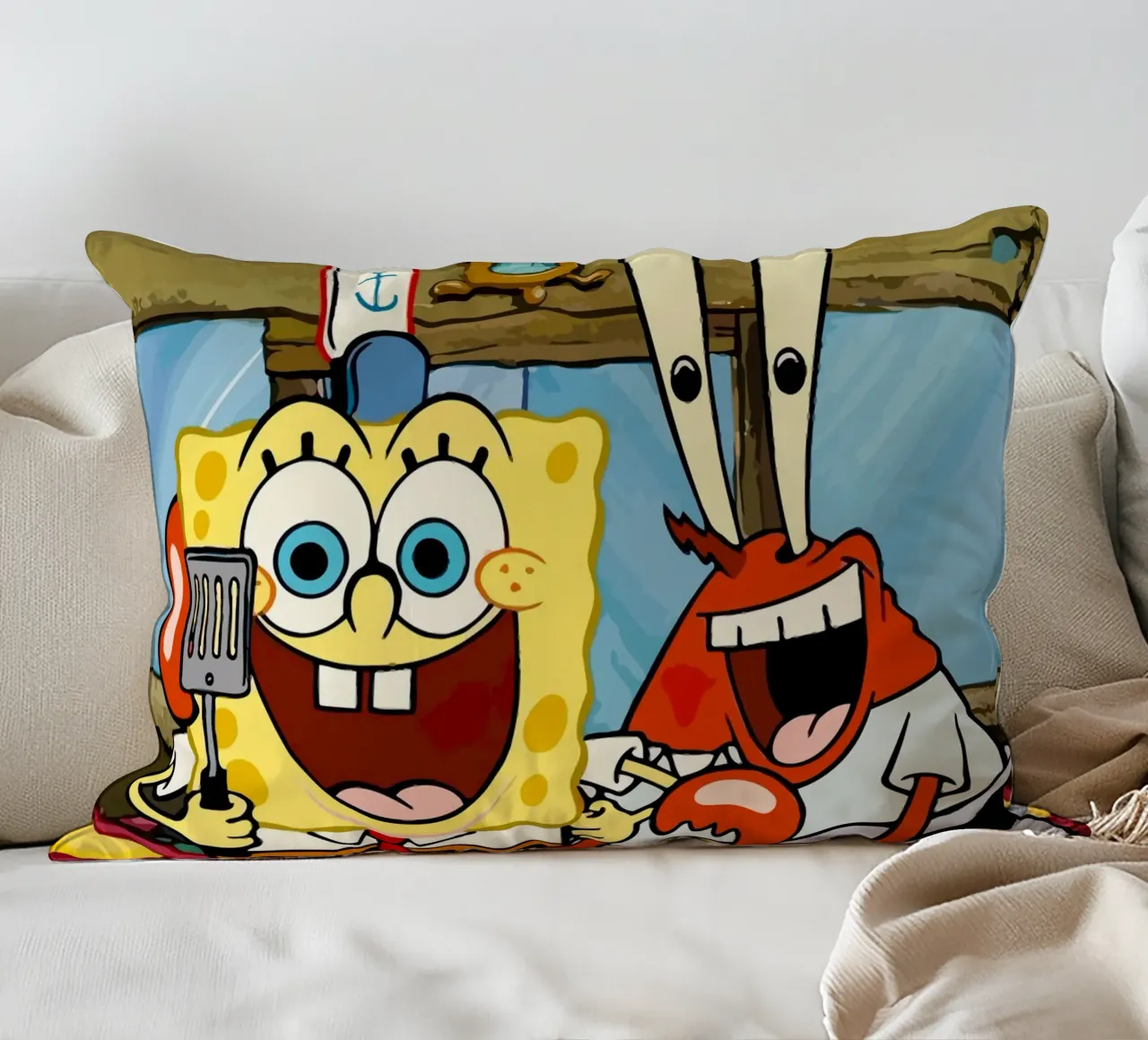 Spongebob and Mr.Krabs cuscino da Dumery Art