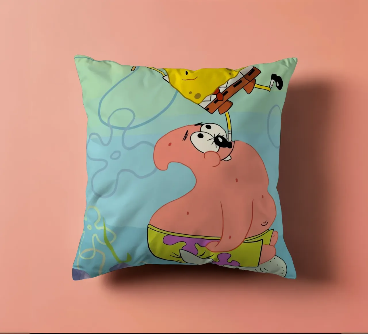 SpongeBob, Patrick, and Squidward work together to catch je cuscino da Dumery Art
