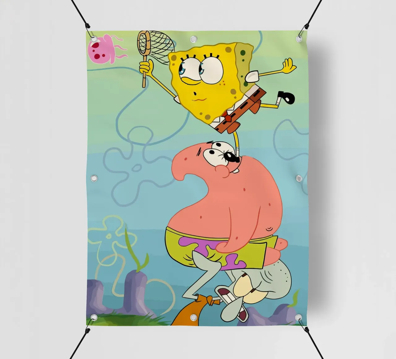 SpongeBob, Patrick, and Squidward work together to catch je telo in pvc da Dumery Art
