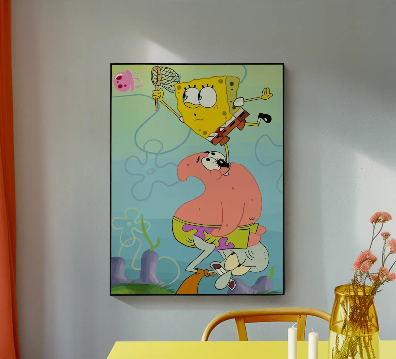 SpongeBob, Patrick, and Squidward work together to catch je Acryl-Glas von Dumery Art