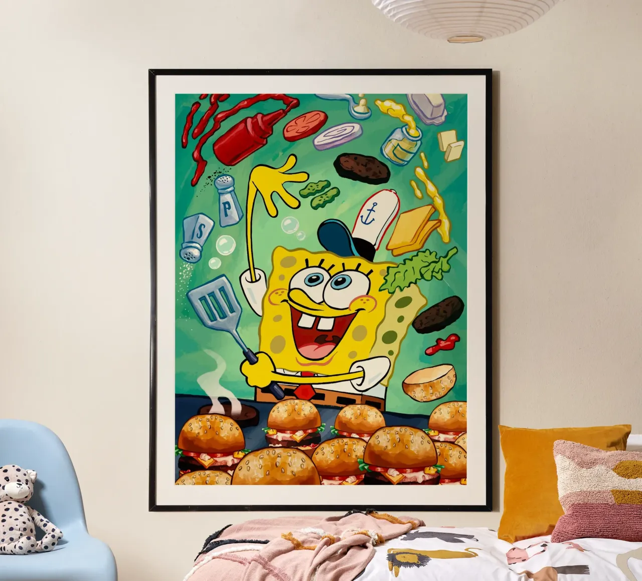 SpongeBob makes burgers poster con telaio in alluminio da Dumery Art