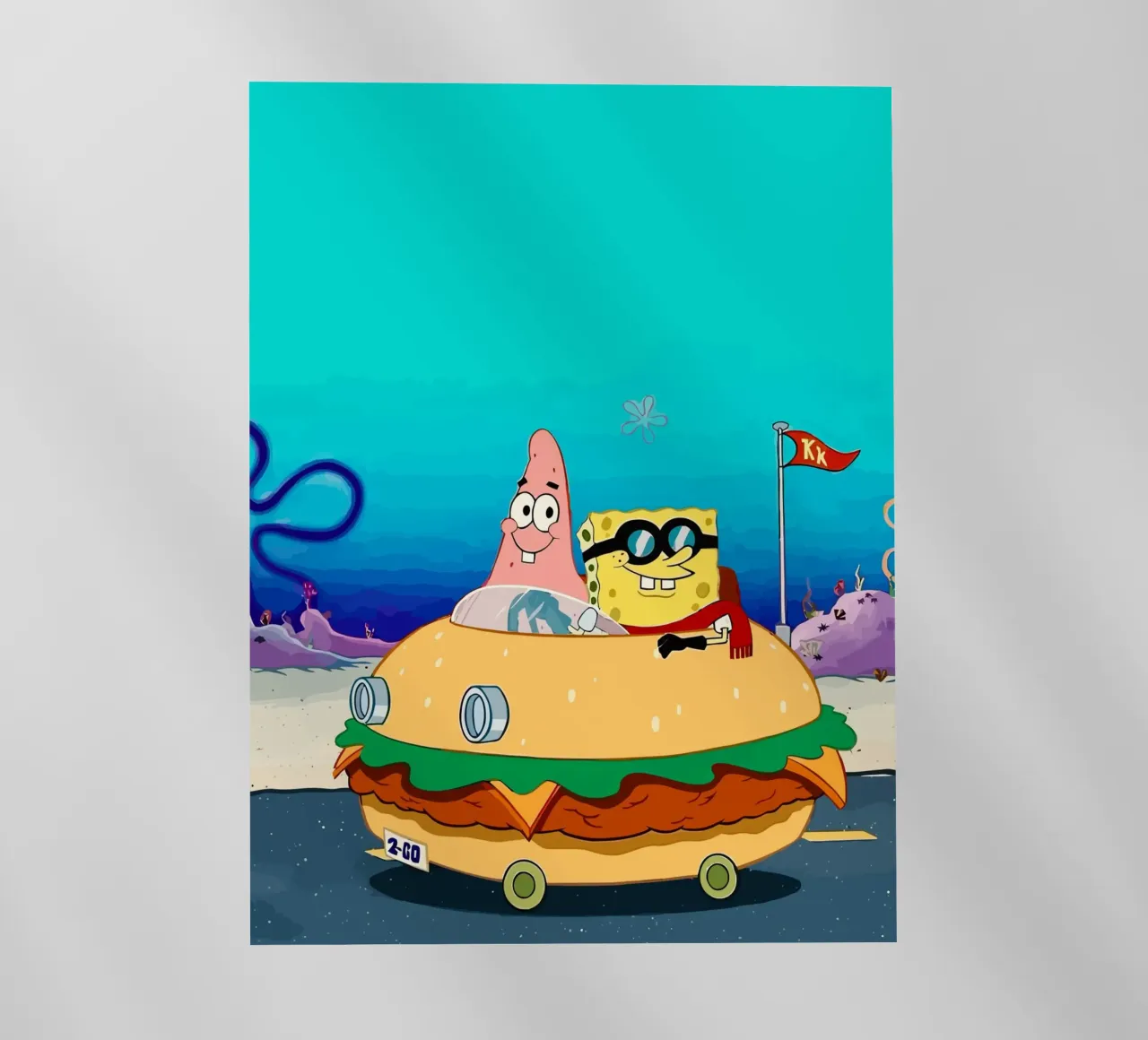 SpongeBob and Patrick ride in a burger car pellicola backlit da Dumery Art