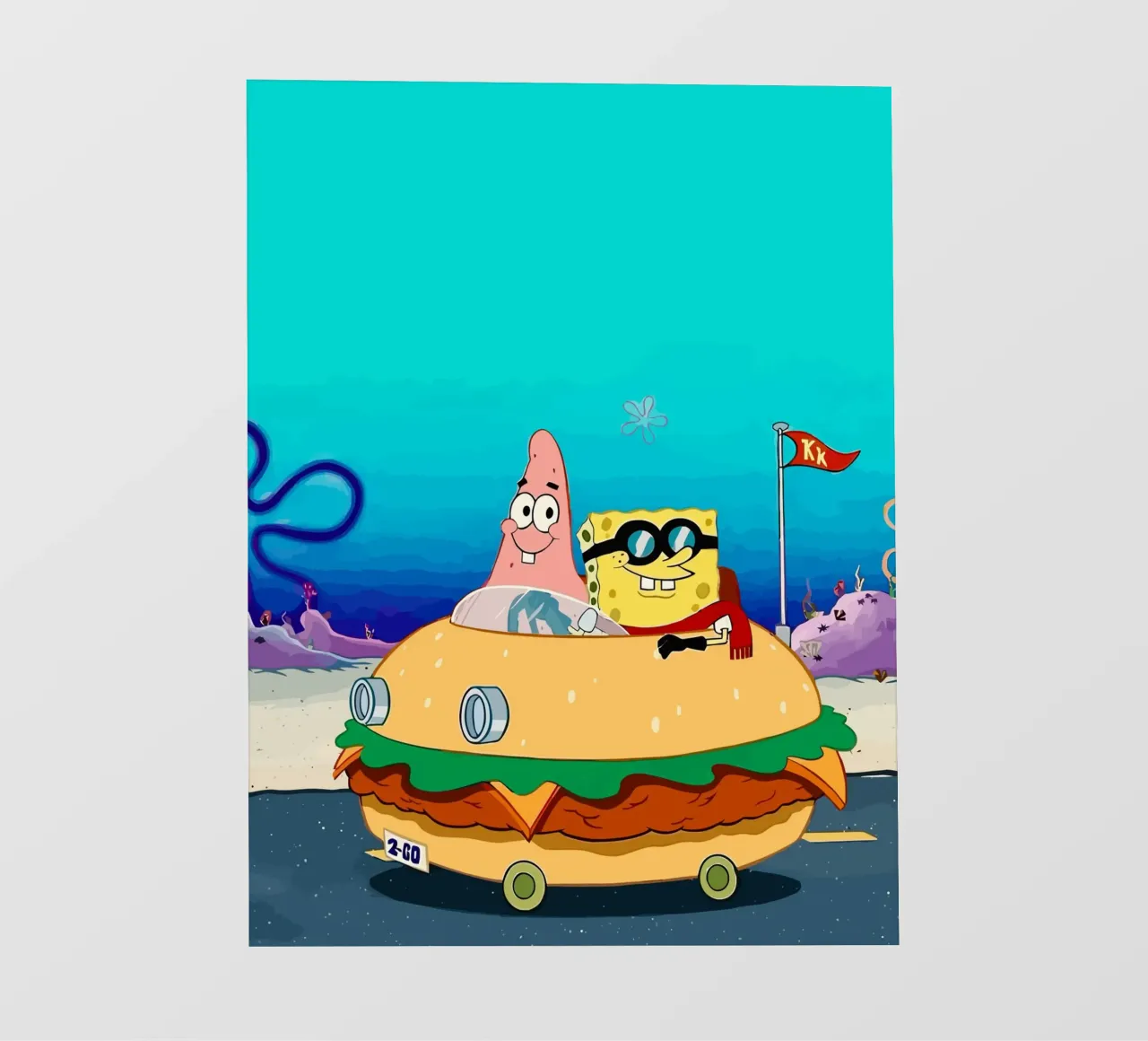SpongeBob and Patrick ride in a burger car pellicola backlit da Dumery Art