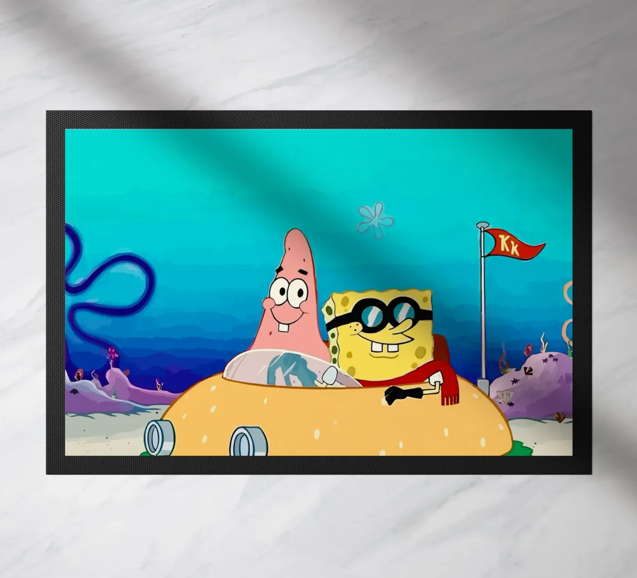 SpongeBob and Patrick ride in a burger car zerbino da Dumery Art