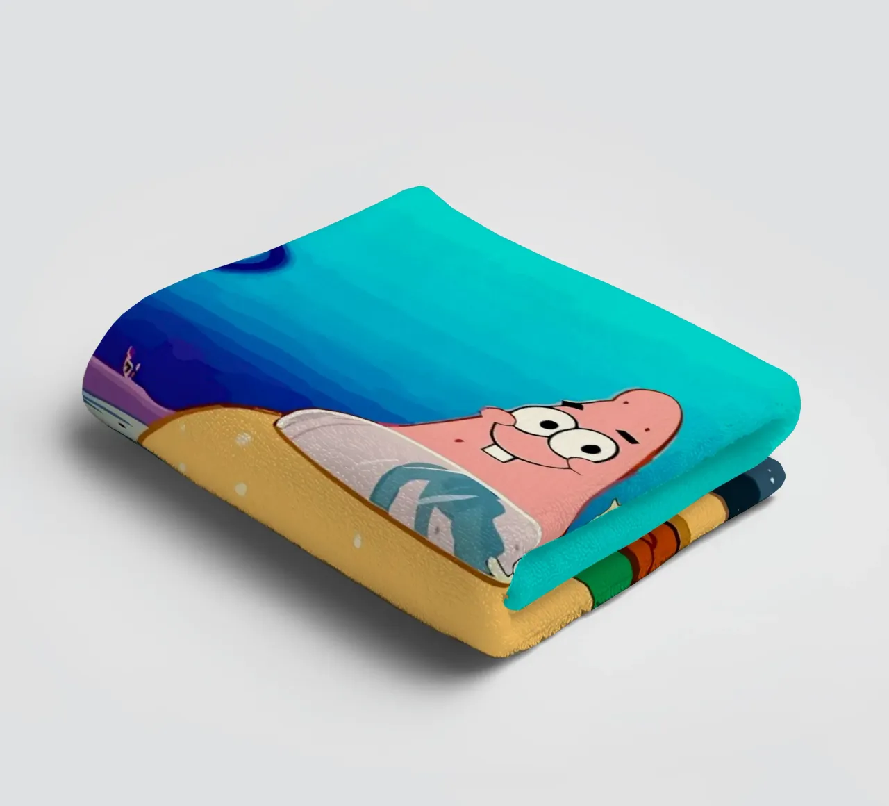 SpongeBob and Patrick ride in a burger car asciugamano da bagno da Dumery Art