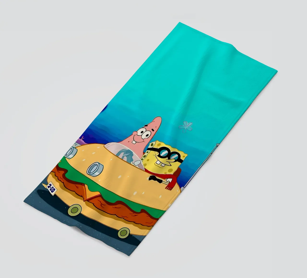 SpongeBob and Patrick ride in a burger car telo mare da Dumery Art