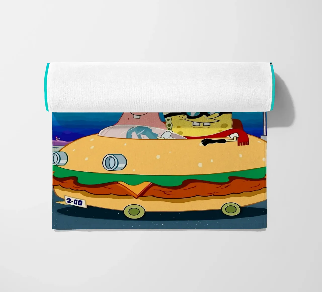 SpongeBob and Patrick ride in a burger car telo mare da Dumery Art