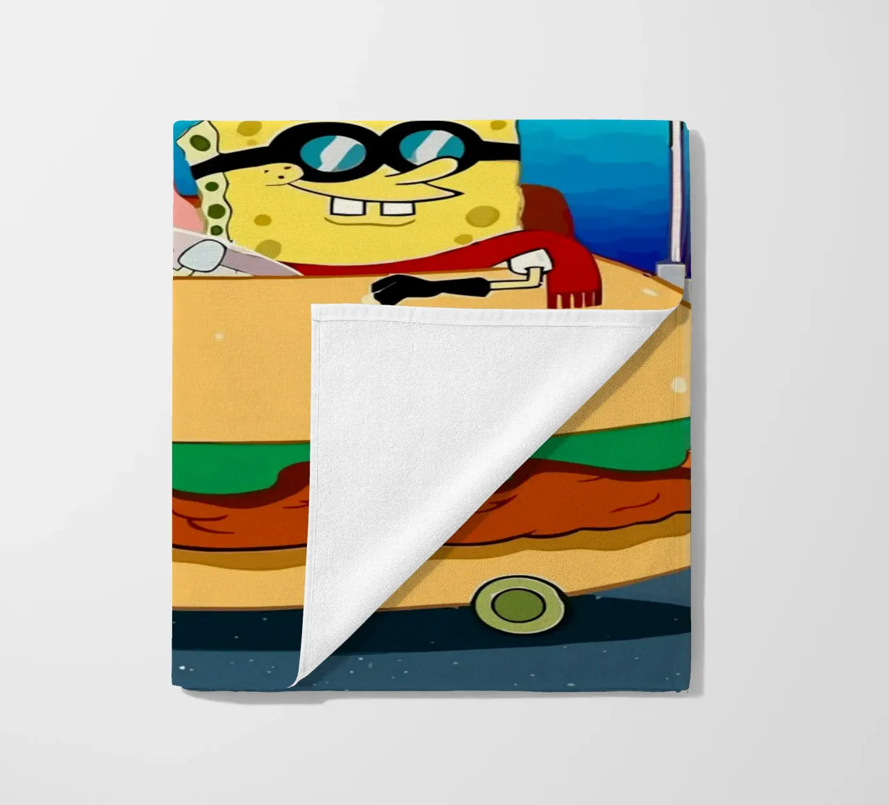 SpongeBob and Patrick ride in a burger car telo mare da Dumery Art