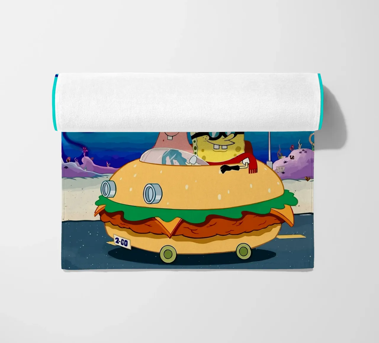SpongeBob and Patrick ride in a burger car telo mare da Dumery Art