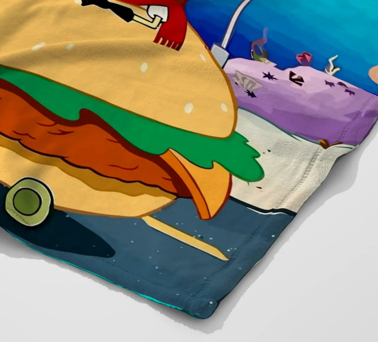 SpongeBob and Patrick ride in a burger car coperta in pile da Dumery Art