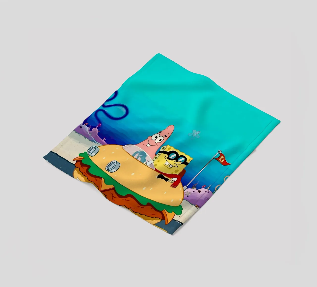SpongeBob and Patrick ride in a burger car coperta in pile da Dumery Art