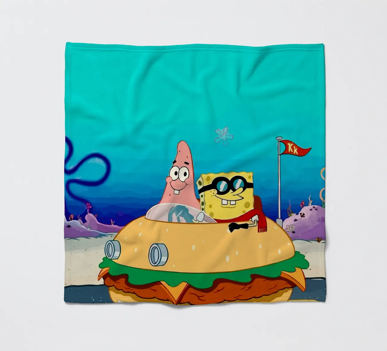 SpongeBob and Patrick ride in a burger car coperta in pile da Dumery Art