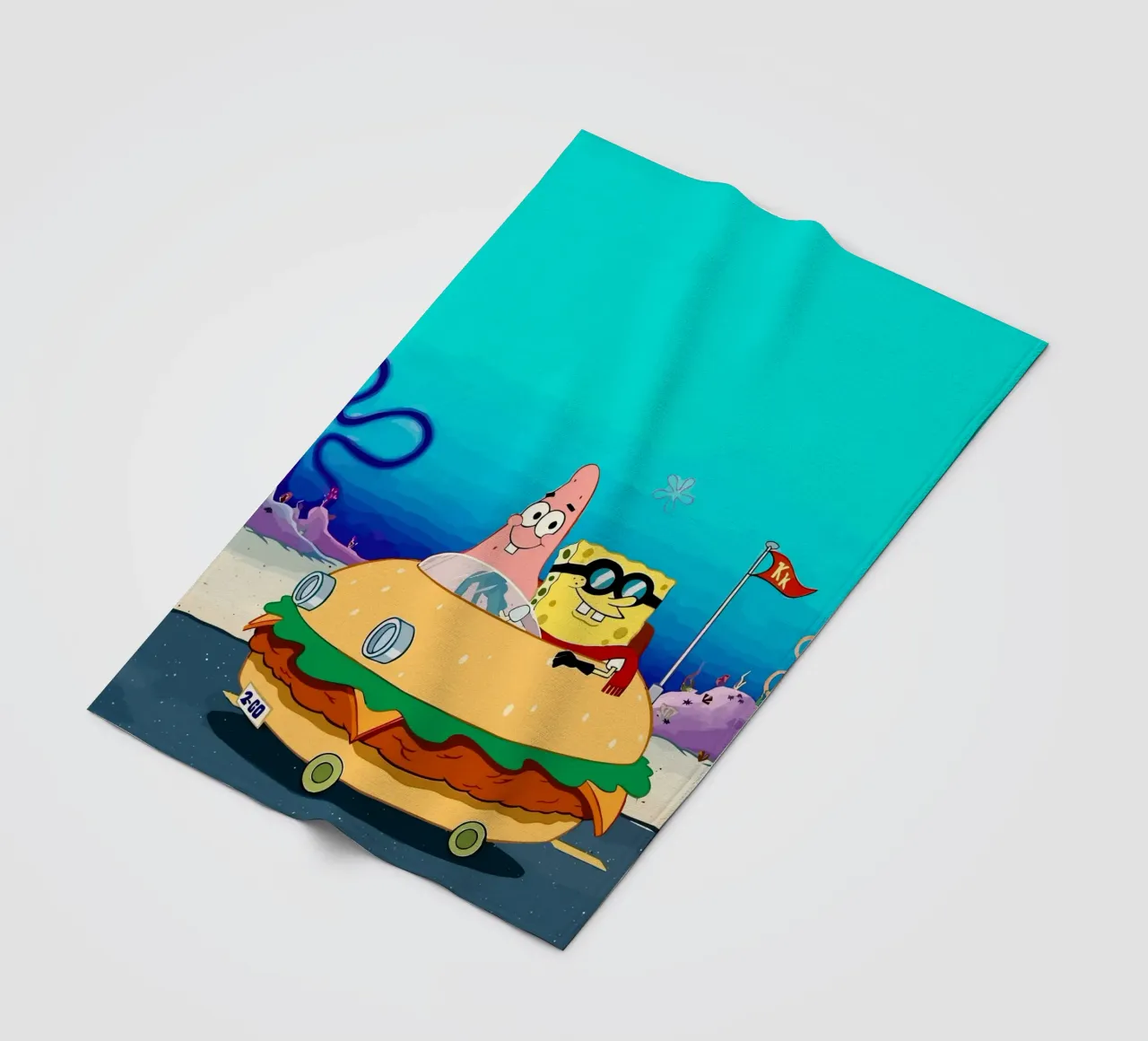 SpongeBob and Patrick ride in a burger car coperta in pile da Dumery Art