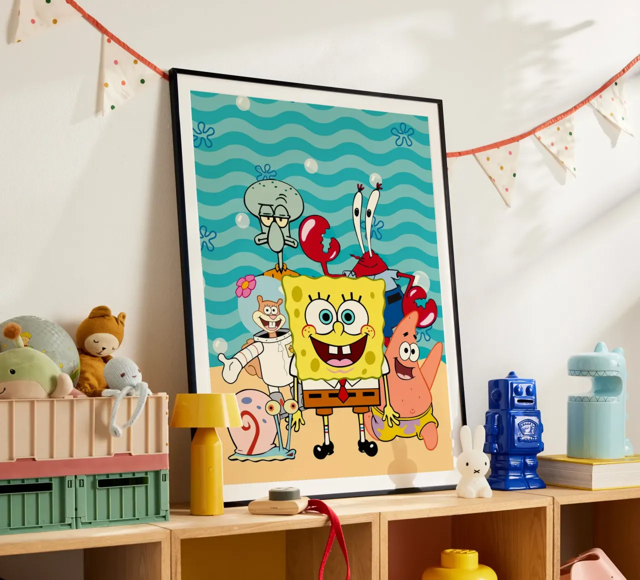 Spongebob and his friends poster con telaio in legno da Dumery Art