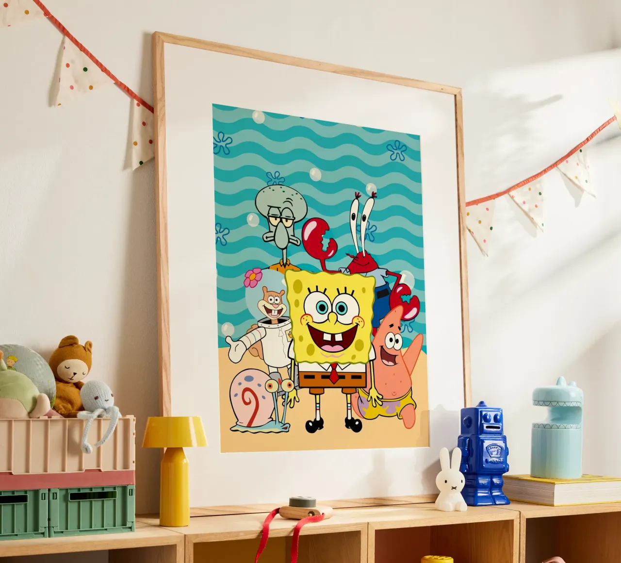 Spongebob and his friends poster con telaio in legno da Dumery Art