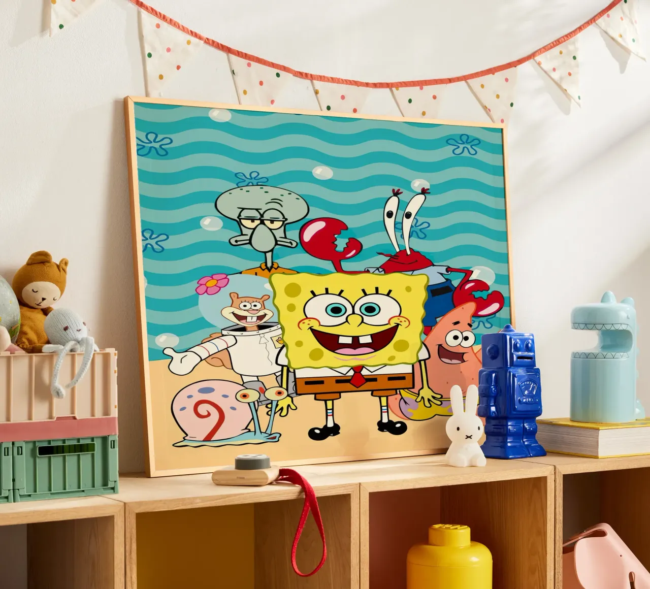 Spongebob and his friends poster con telaio in legno da Dumery Art