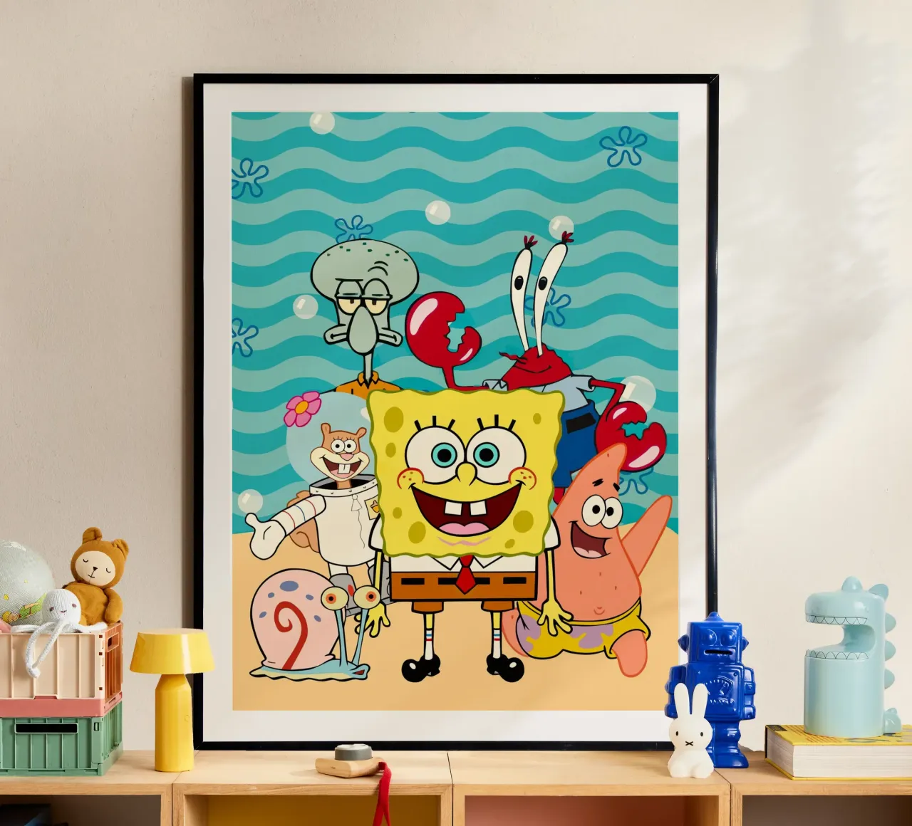 Spongebob and his friends poster con telaio in legno da Dumery Art