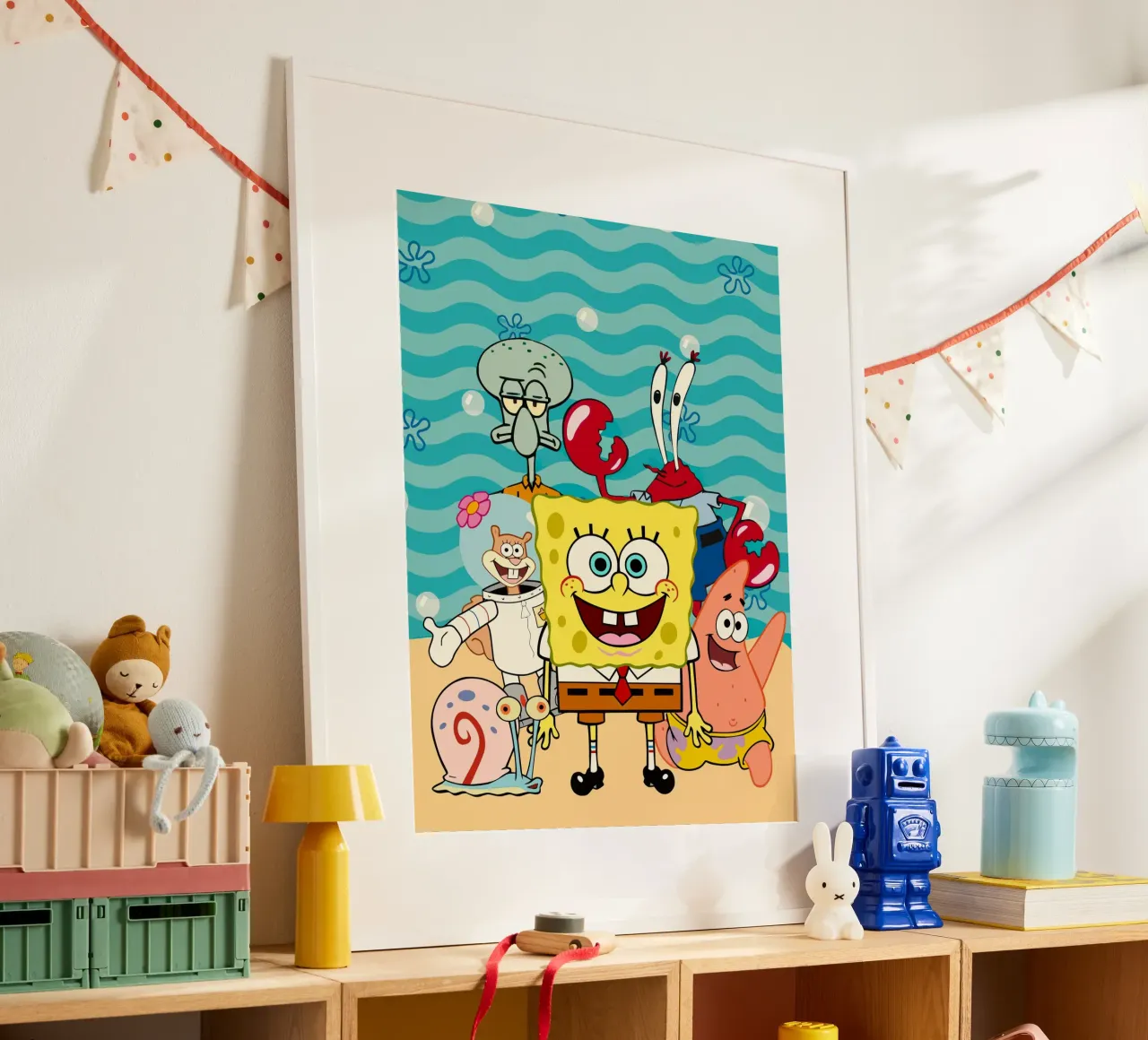 Spongebob and his friends poster con telaio in legno da Dumery Art