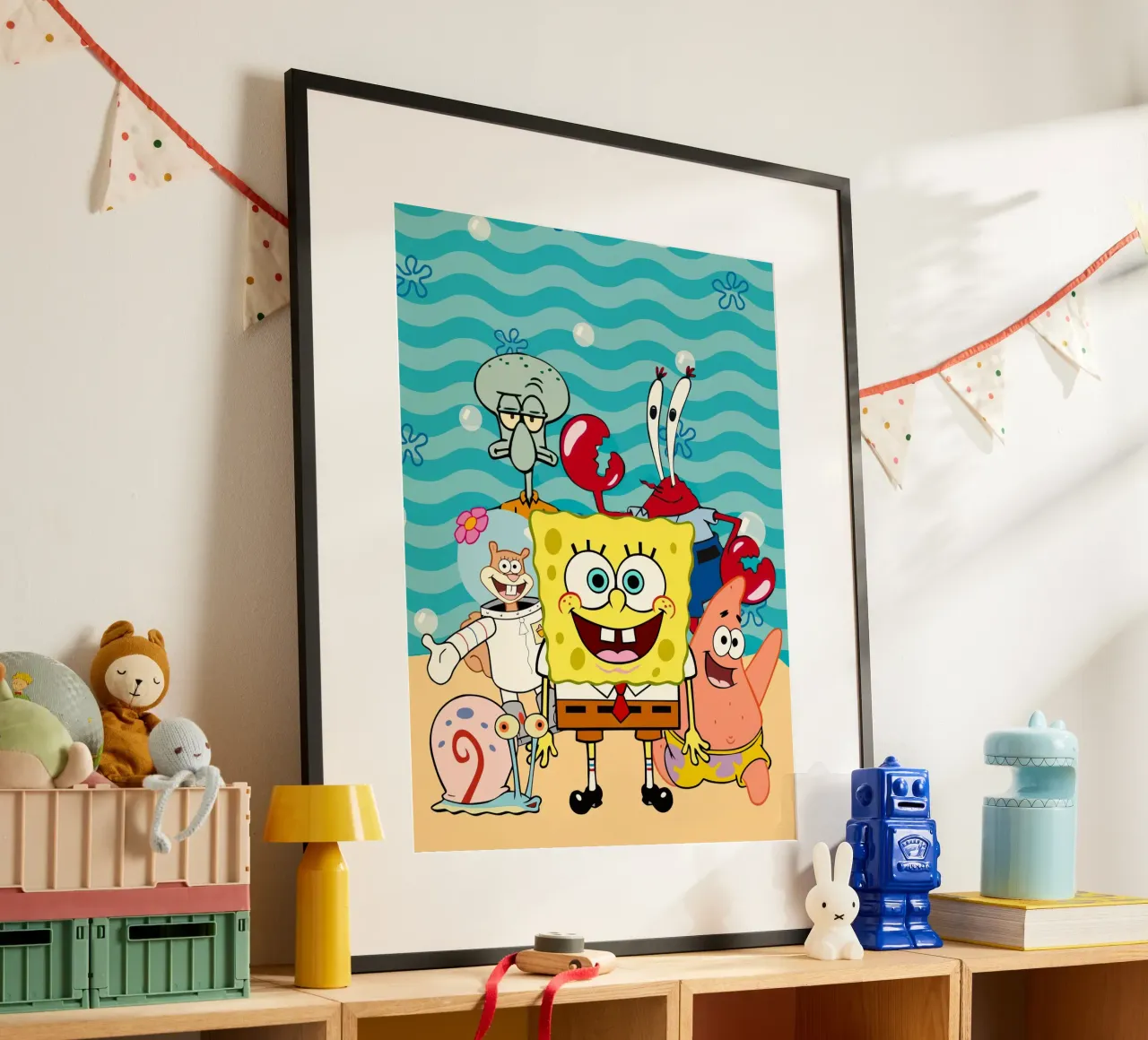 Spongebob and his friends poster con telaio in legno da Dumery Art
