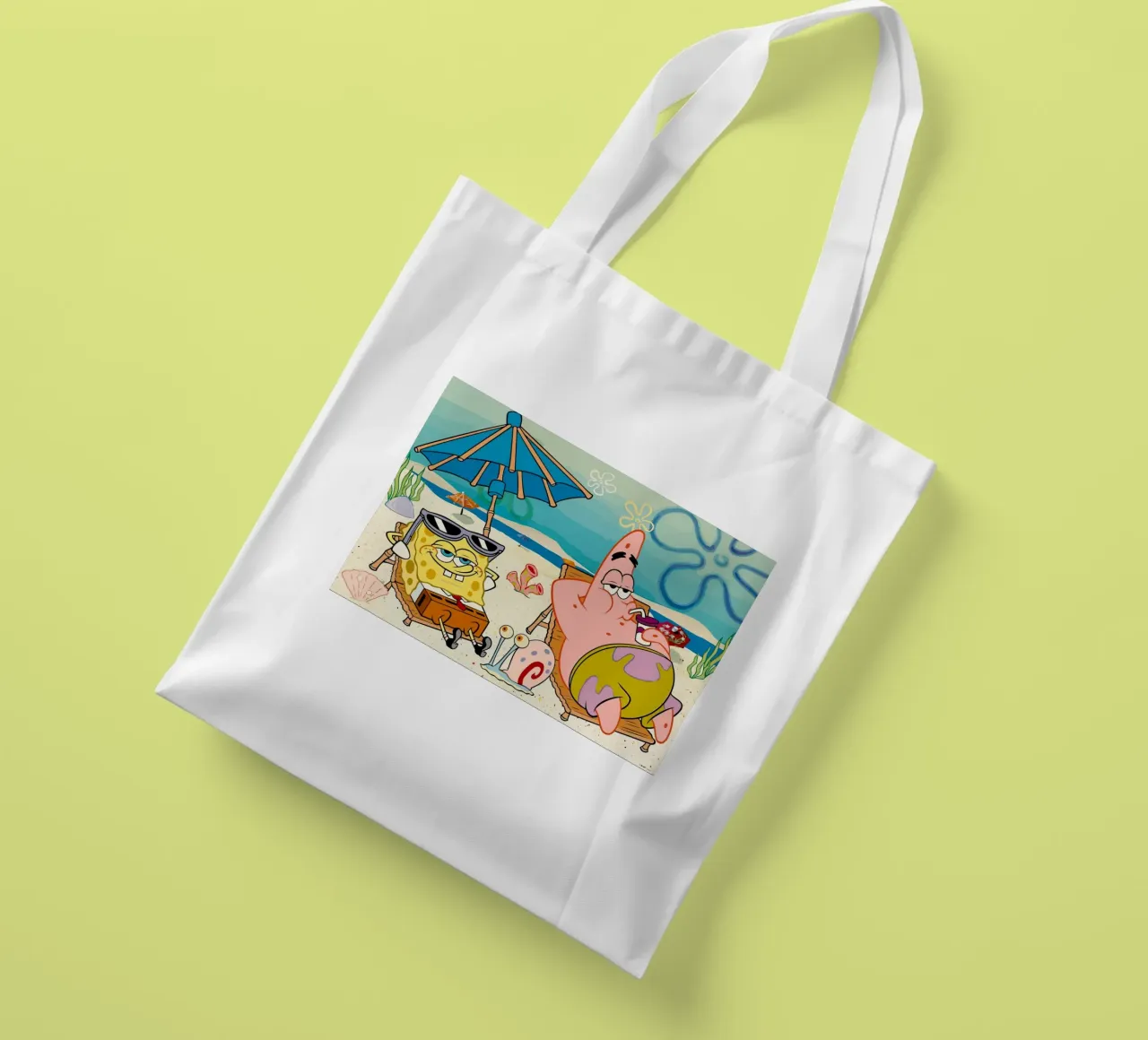 Spongebob and Patrick are relaxing and lazing around borsa in juta da Dumery Art