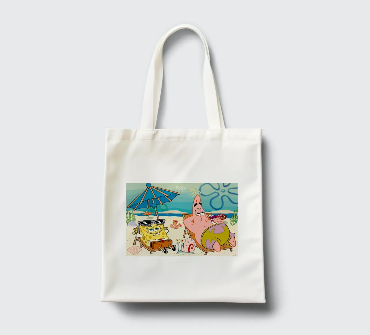 Spongebob and Patrick are relaxing and lazing around borsa in juta da Dumery Art