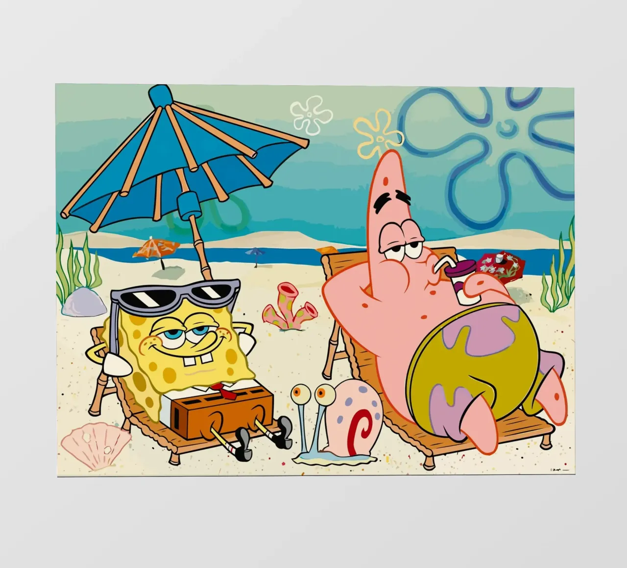 Spongebob and Patrick are relaxing and lazing around telo in pvc da Dumery Art