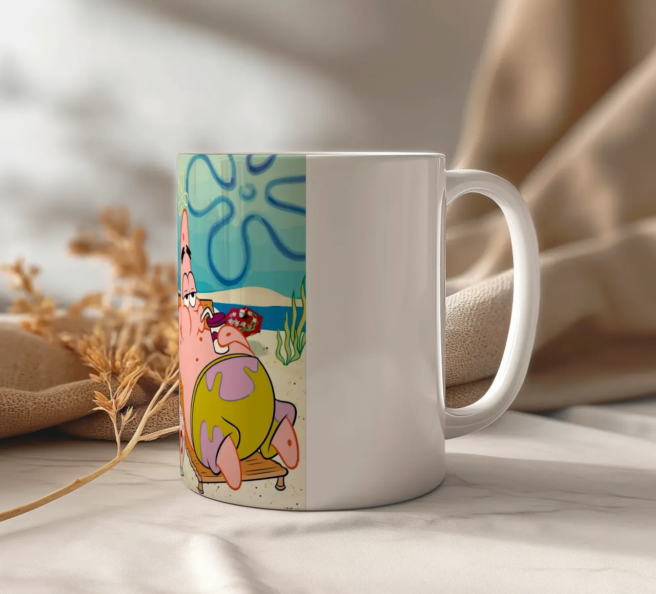 Spongebob and Patrick are relaxing and lazing around tazza in ceramica da Dumery Art