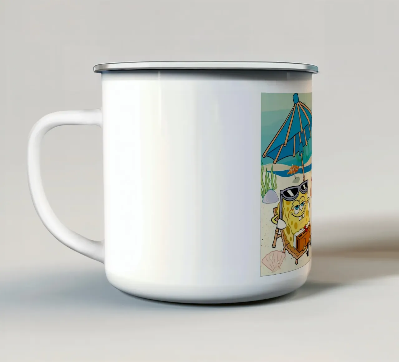 Spongebob and Patrick are relaxing and lazing around mug en émail de Dumery Art