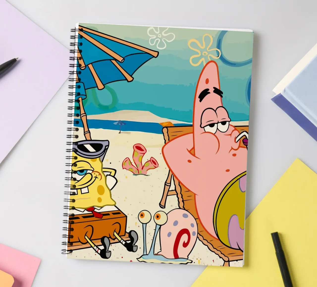 Spongebob and Patrick are relaxing and lazing around diario ad anelli da Dumery Art
