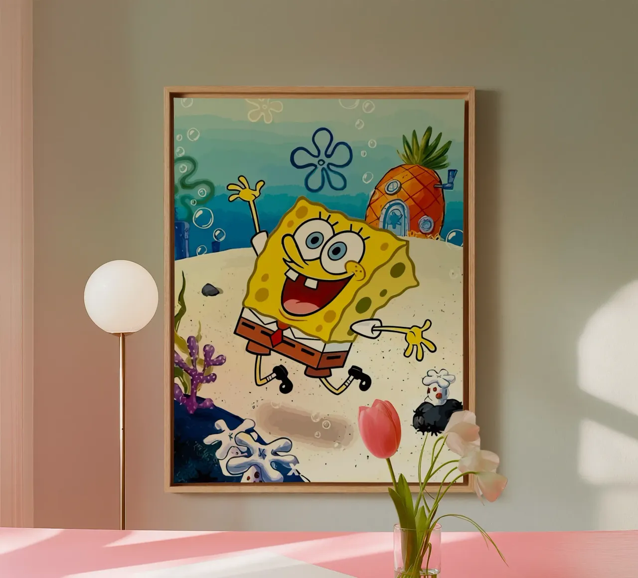 Spongebob is happy tela con Cornice a cassetta da Dumery Art
