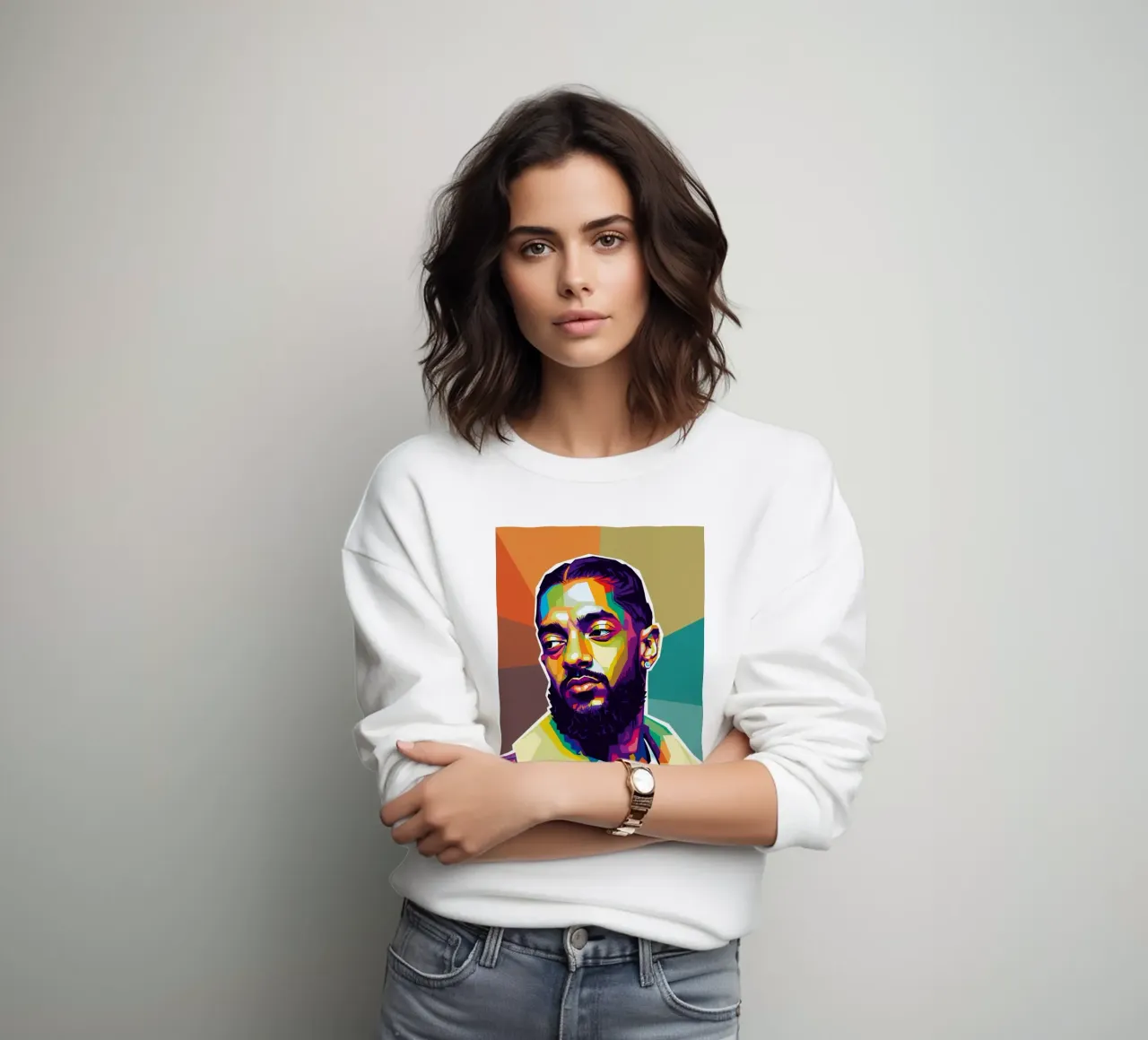 Nipsey Hussle pop art portret #1 sweatshirt van Hantamrata