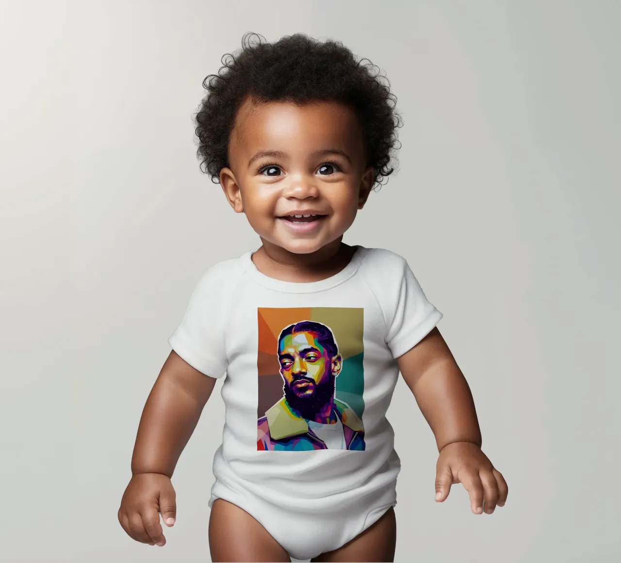 Ritratto pop art di Nipsey Hussle #1 body neonato maniche corte da Hantamrata