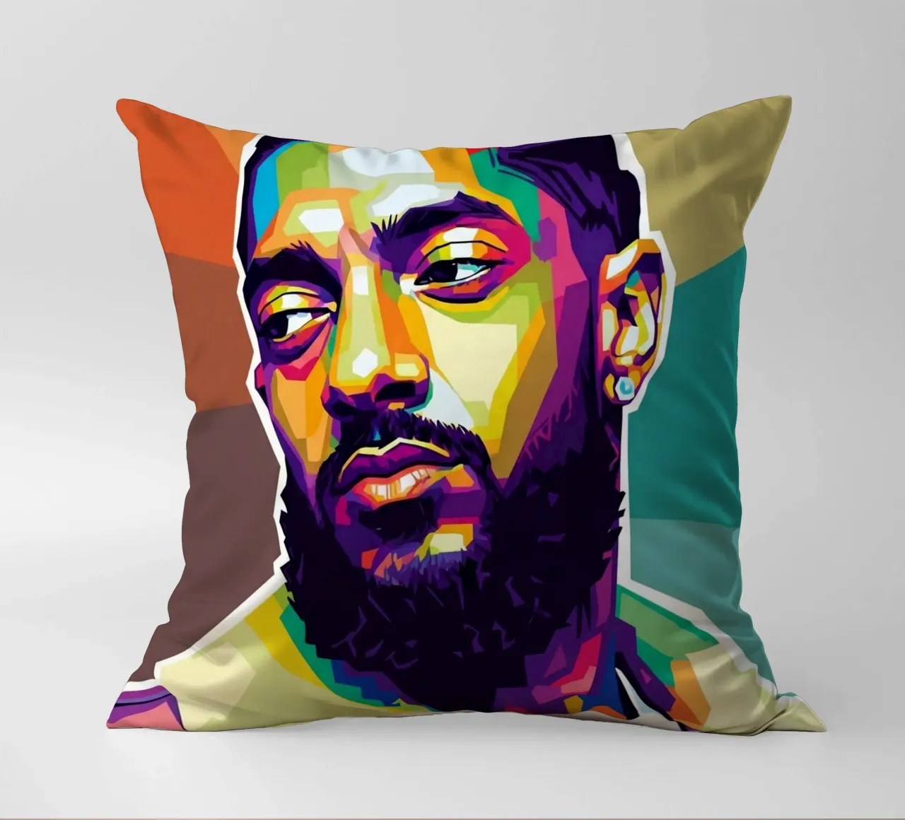 Ritratto pop art di Nipsey Hussle #1 cuscino da Hantamrata